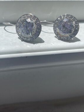 Solitaire and Pave Diamond like drop earrings
